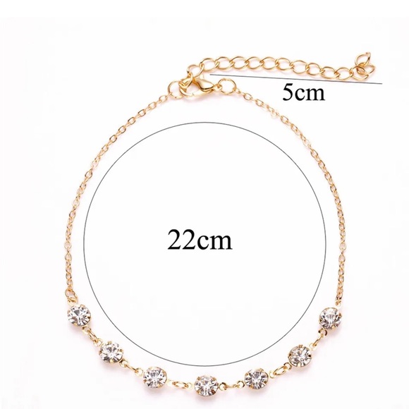 Gold Tone Rhinestone Anklet Bracelet - NWT - Picture 2 of 5